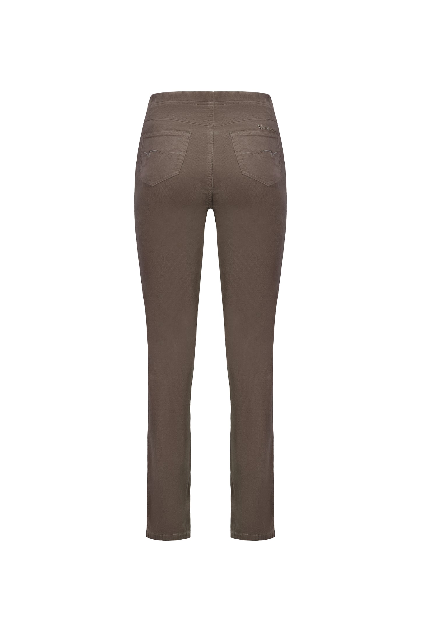 Vassalli Slim leg Pinwale Cord pants for women in Taupe