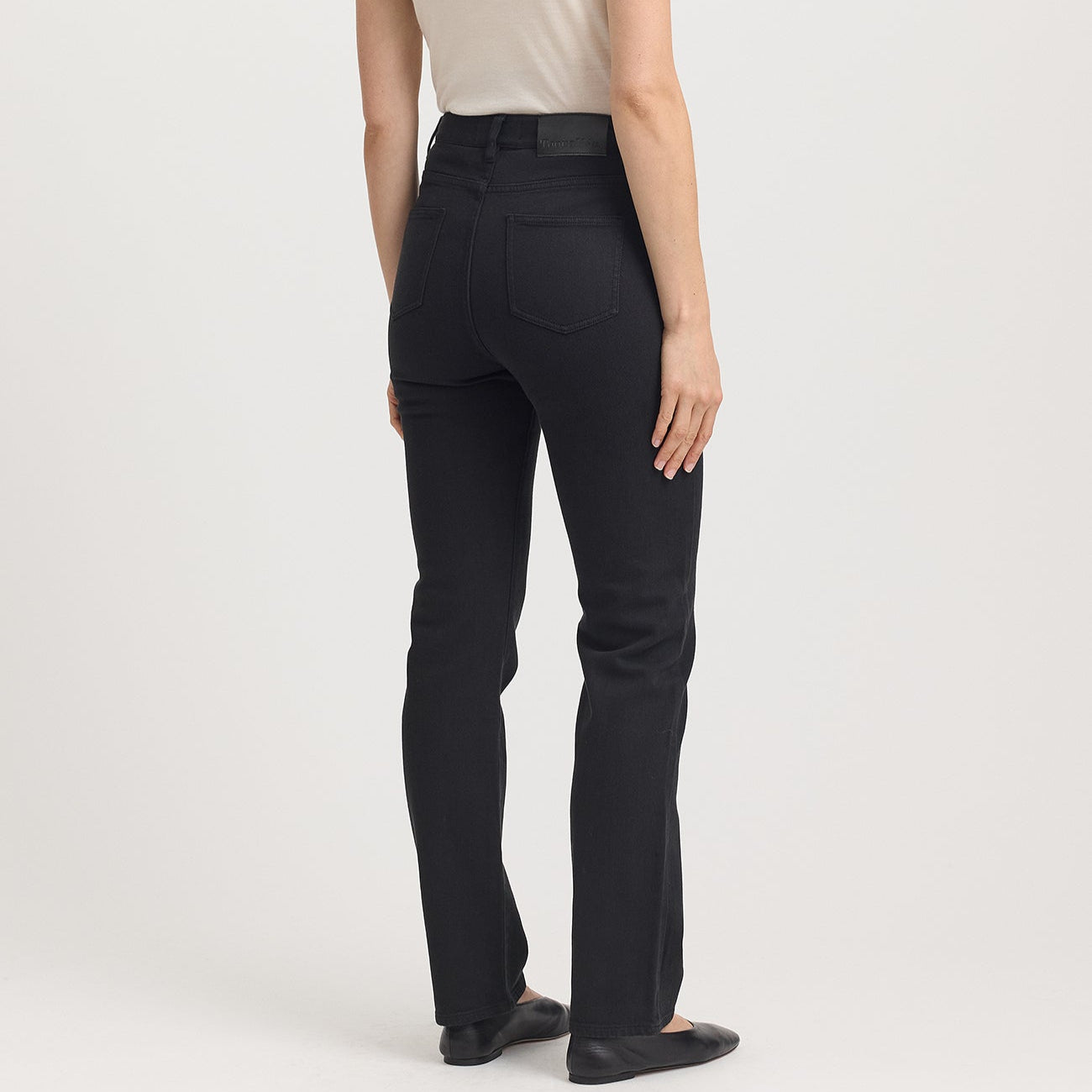 Toorallie Merino-denim high waisted straight leg jeans in black