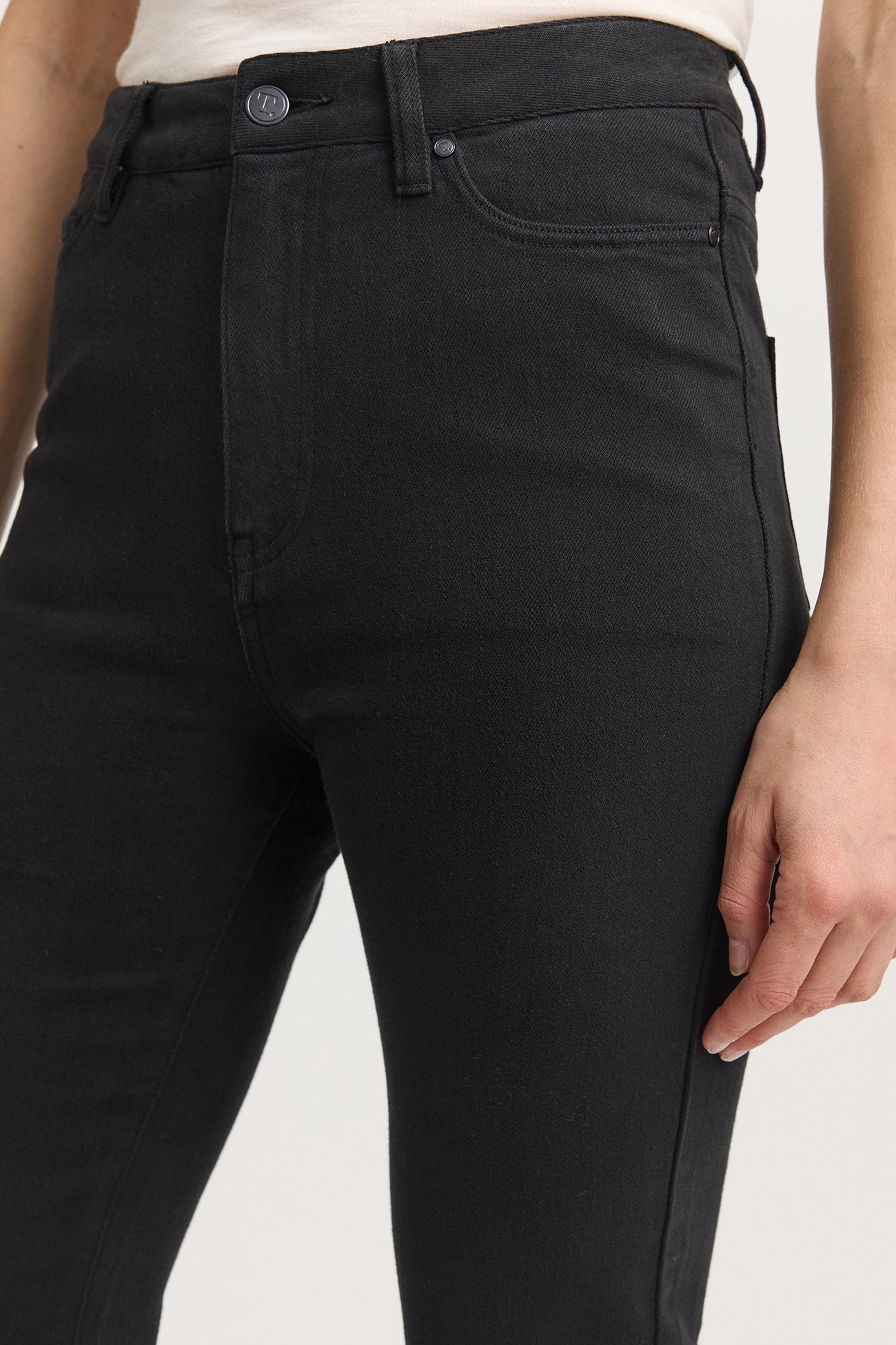 Toorallie Merino-denim high waisted straight leg jeans in black