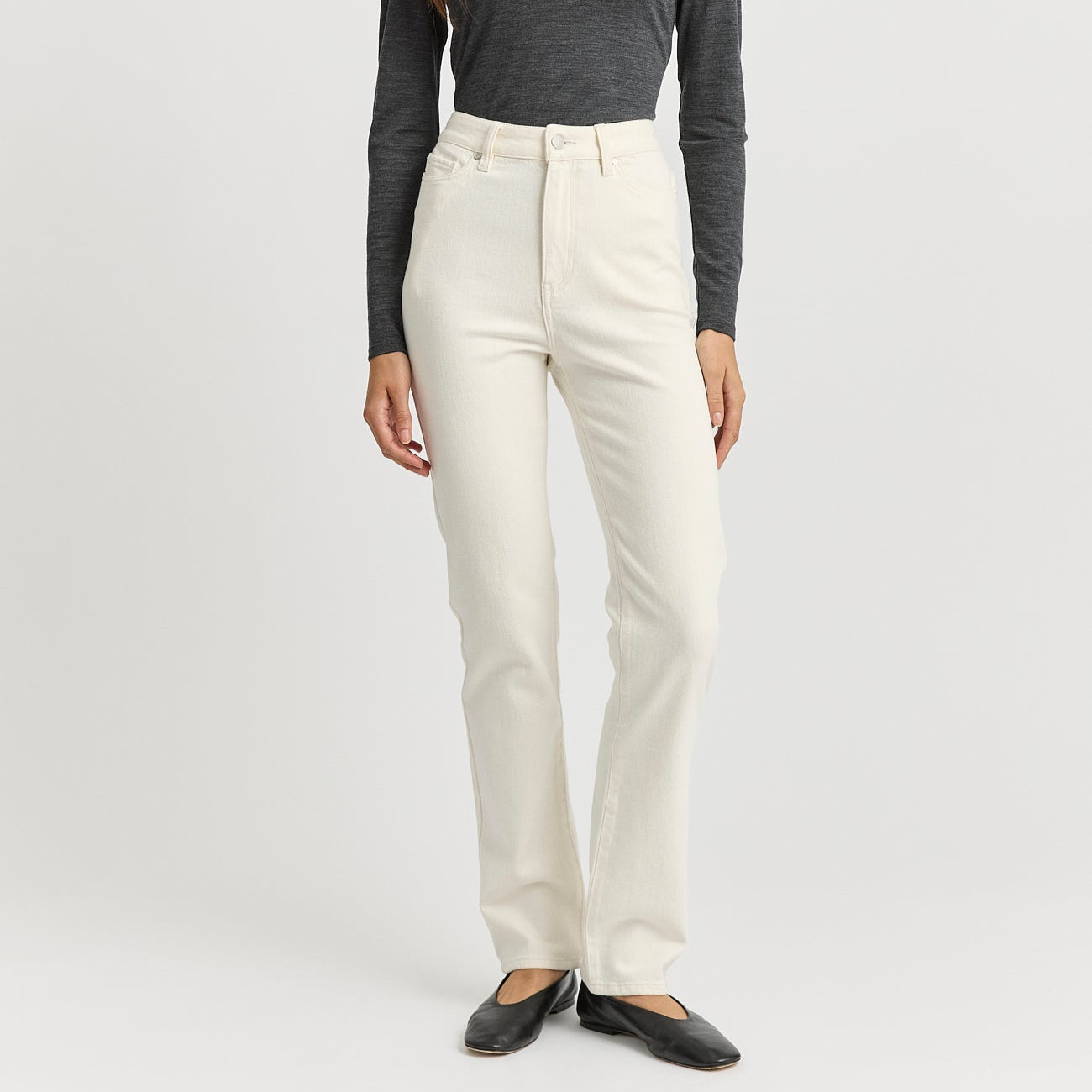 High waisted straight leg jeans from Toorallie in ecru