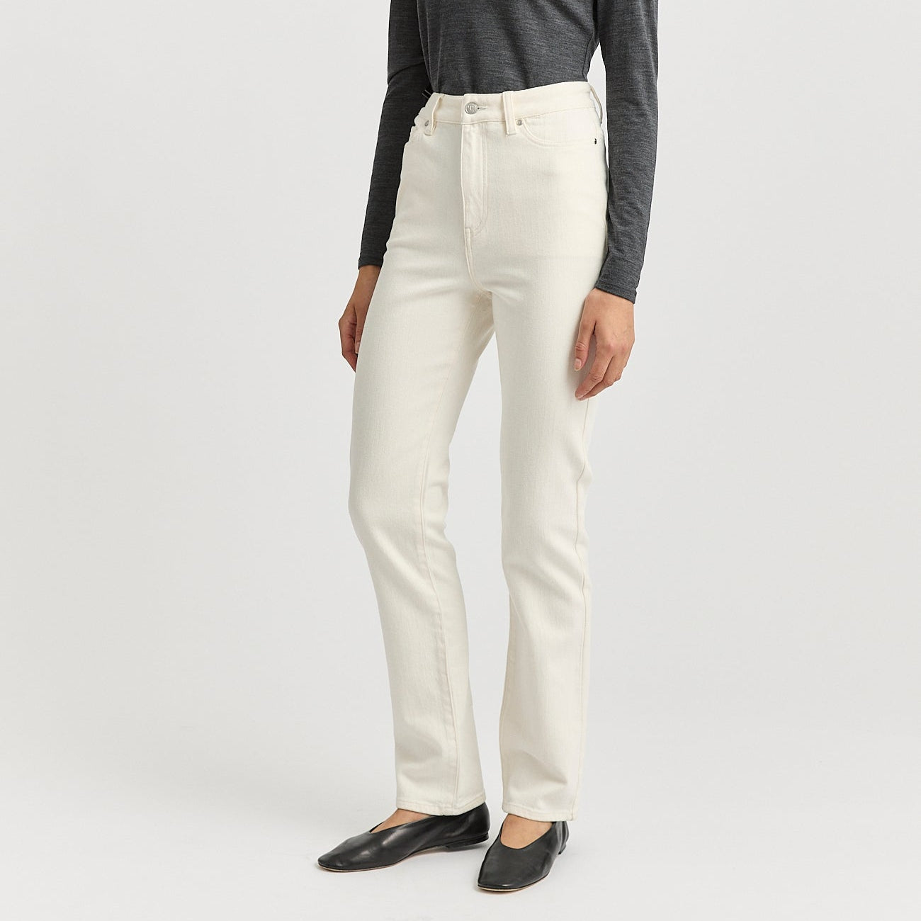 High waisted straight leg jeans from Toorallie in ecru