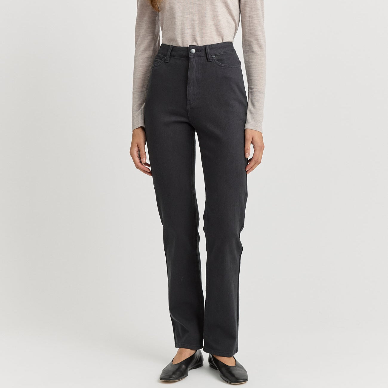 Toorallie Merino-denim high waisted straight leg jeans in ink