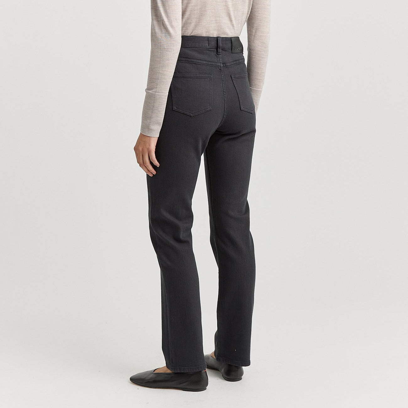 Toorallie Merino-denim high waisted straight leg jeans in black