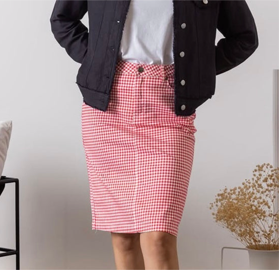 Vassalli - Printed Lightweight Skirt - Red Gingham