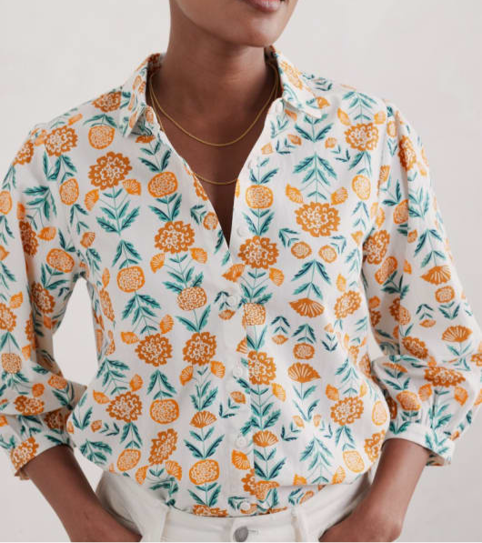 Hope Cottage Blouse - Marigold Woodblock Chalk