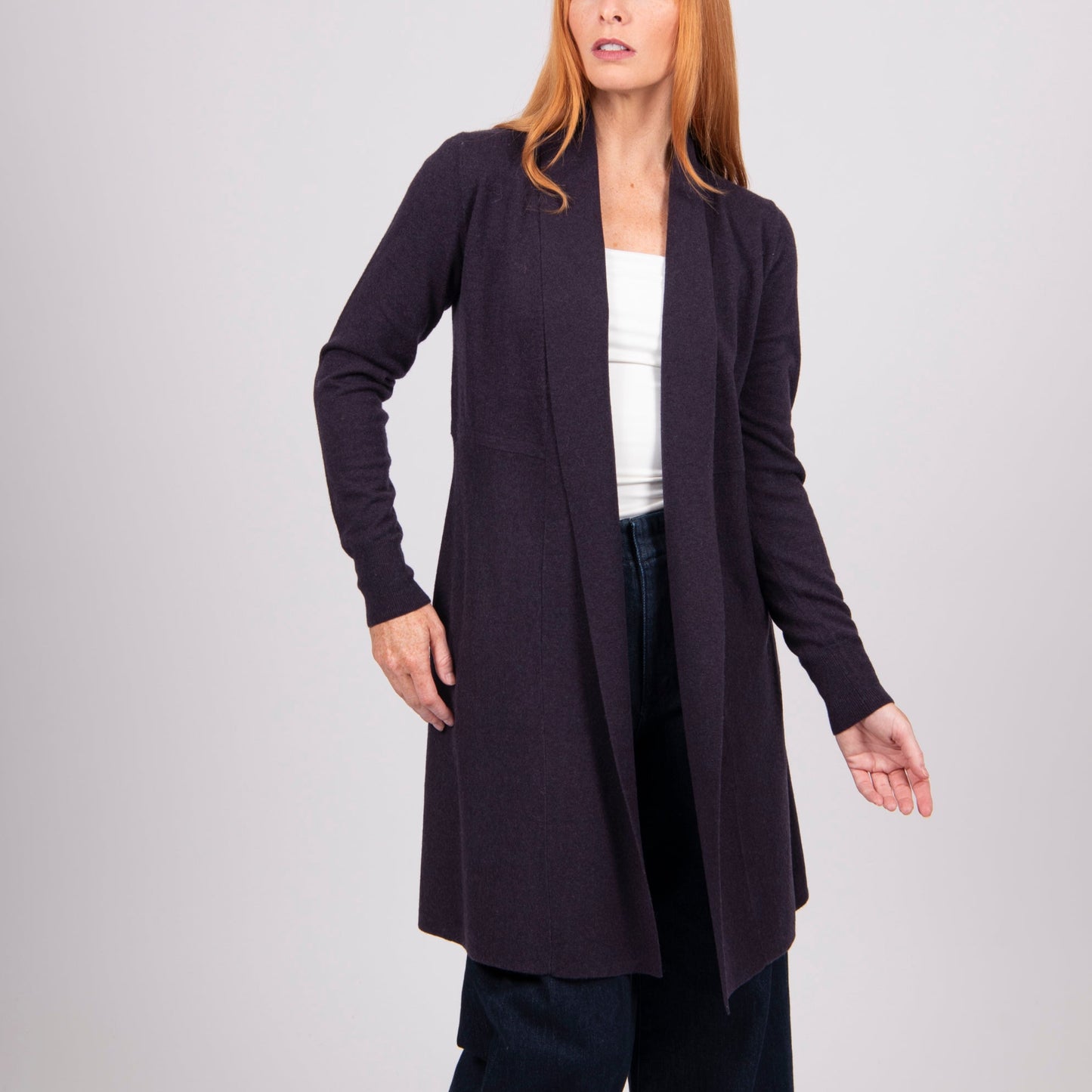Bridge and Lord's Edge to Edge Cardigan in Plum for women