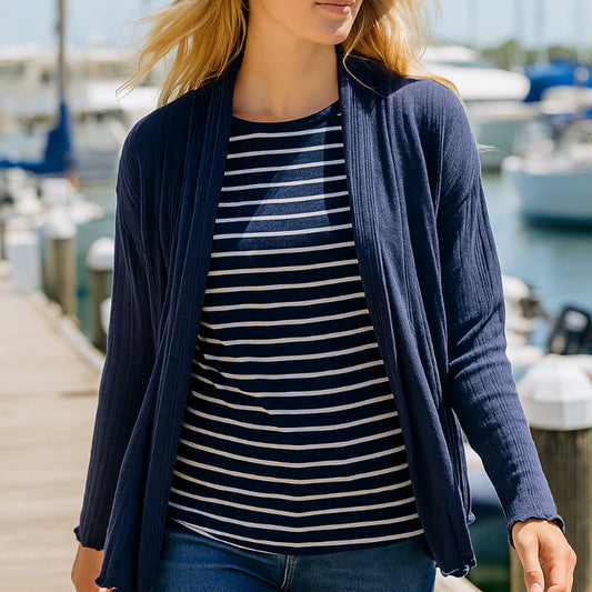 NOK by Mansted. Navy open Cardigan.