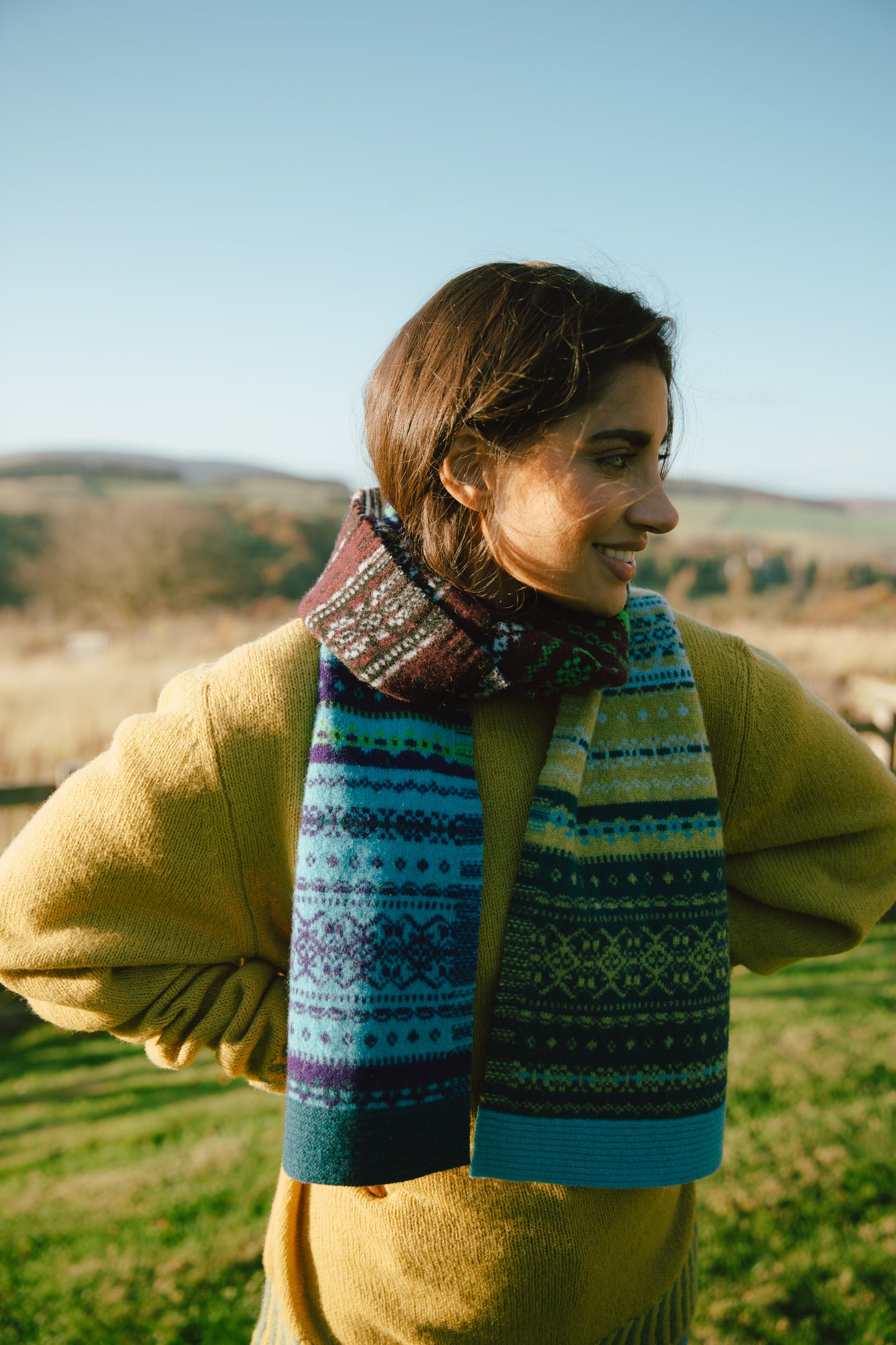 Eribé's Scottish Knitwear Alloa Fair Isle Scarf in Sirius