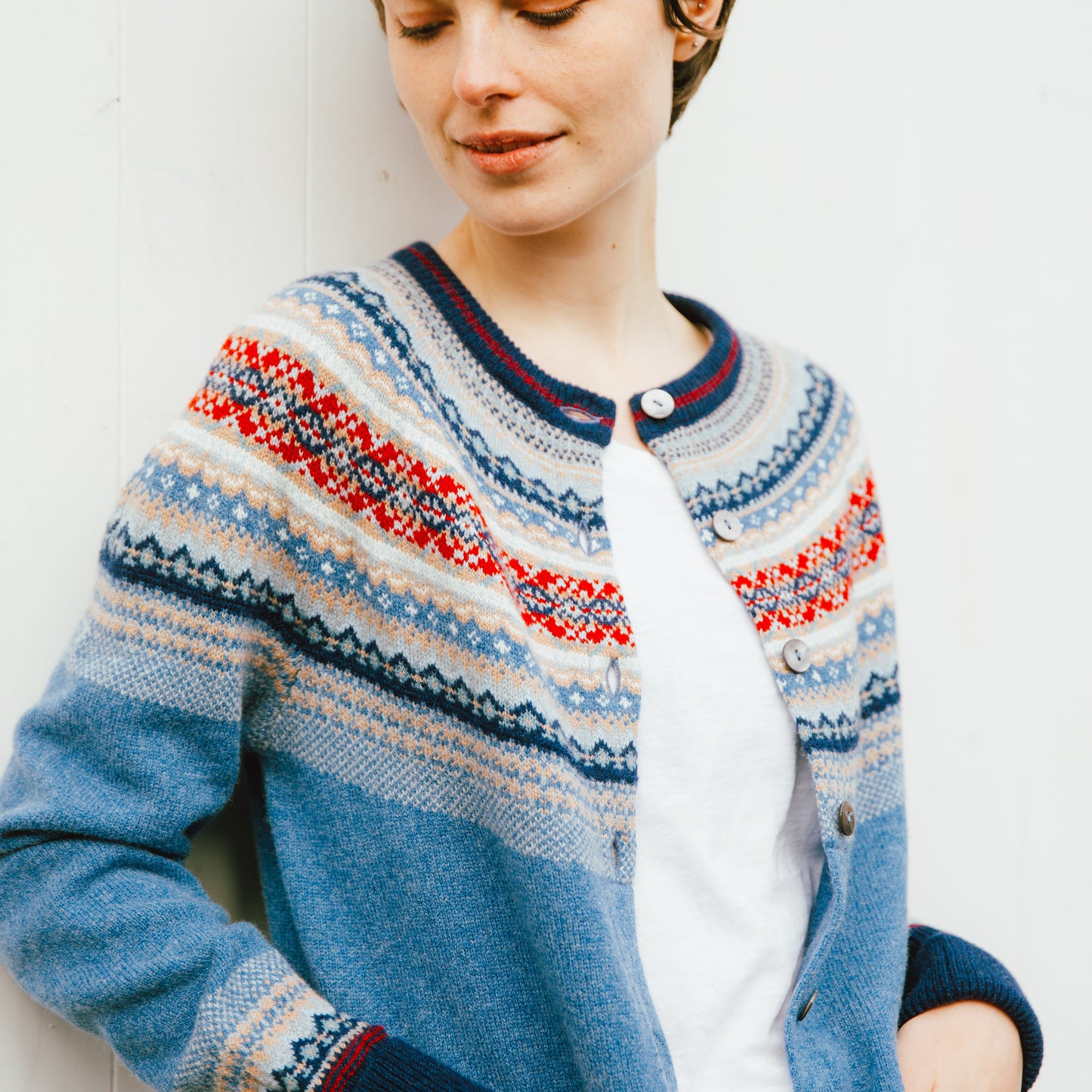 Eribé's Alpine Cardigan in Blue Morning