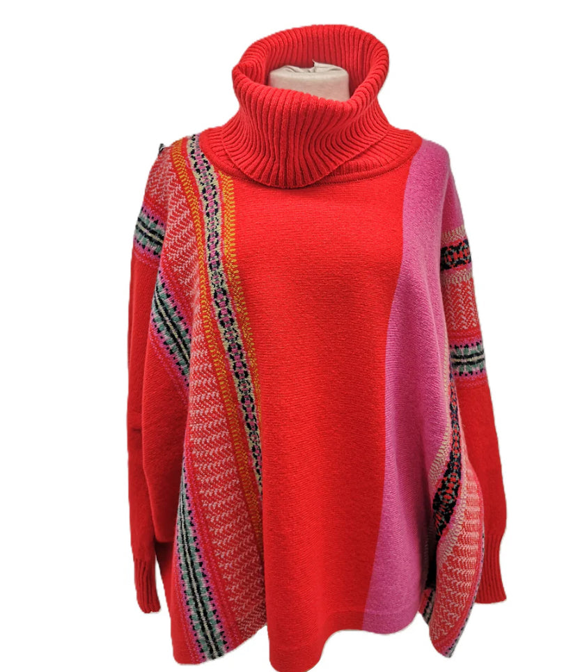 The Montrose Cowl Merino Sweater by Eribe in Scarlet red