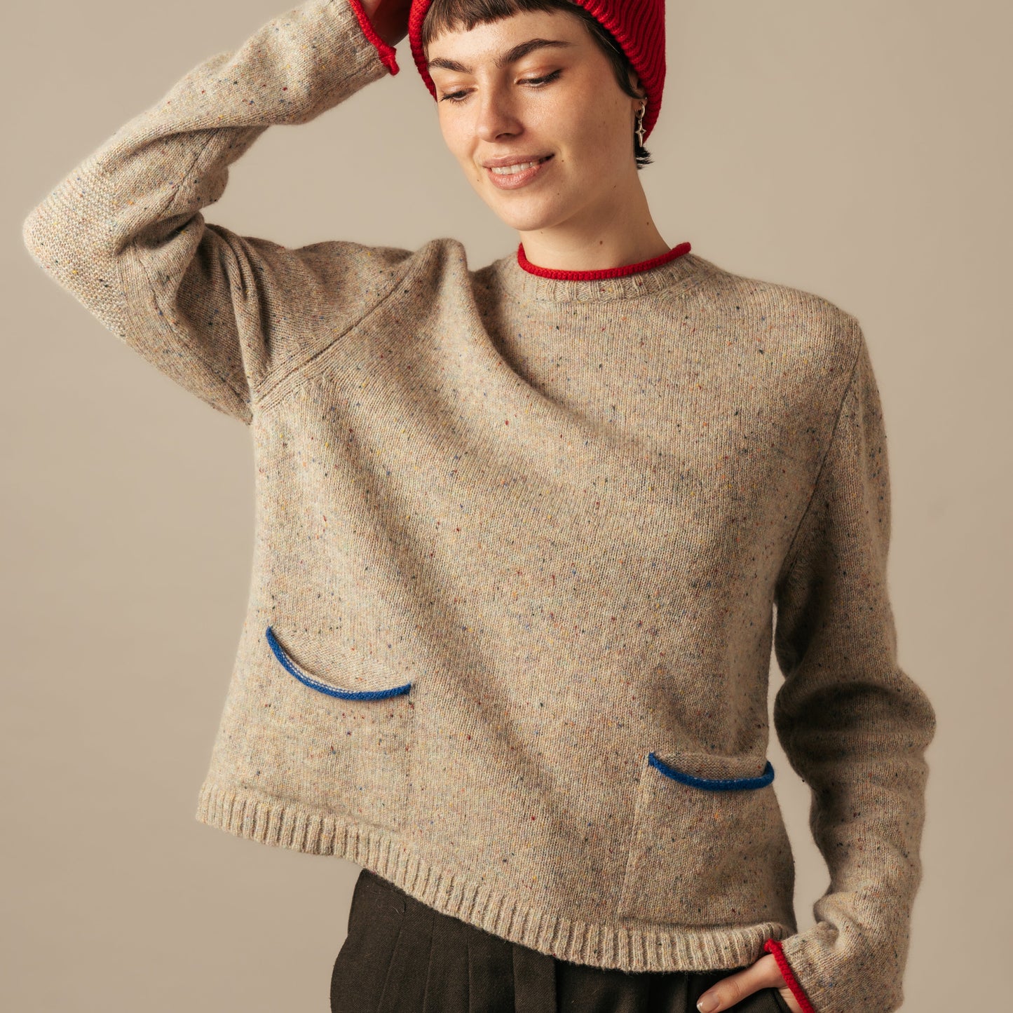 Eribe Tweed Sweater in Nep Yarn in Sand