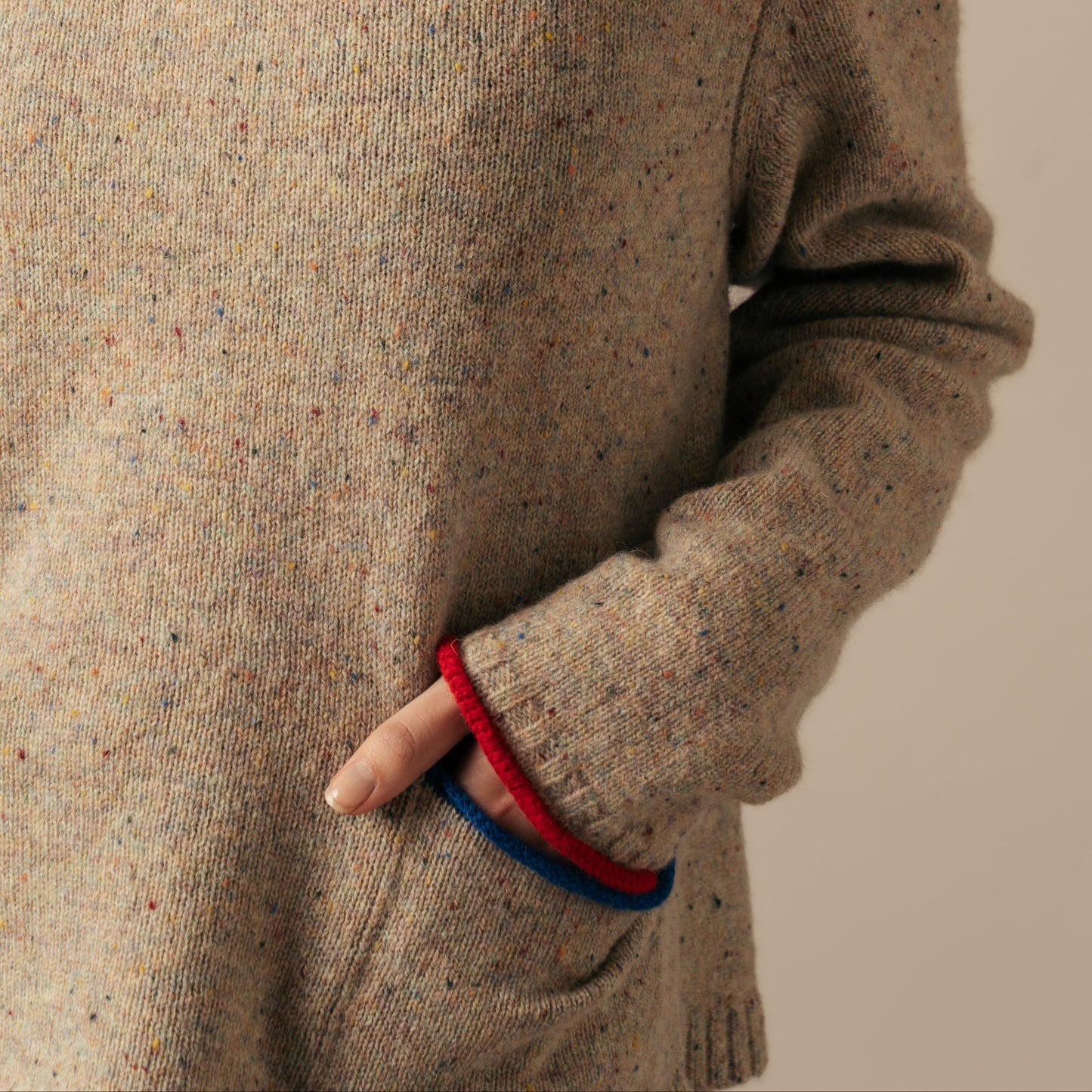 Eribe - pocket detail on Tweed Nep sweater