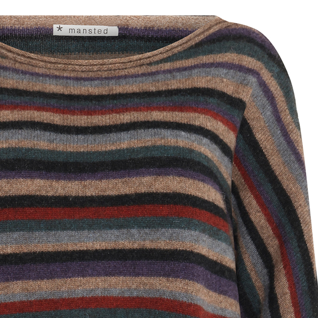Detail of the Zel Striped Sweater in Mushroom by Mansted for women