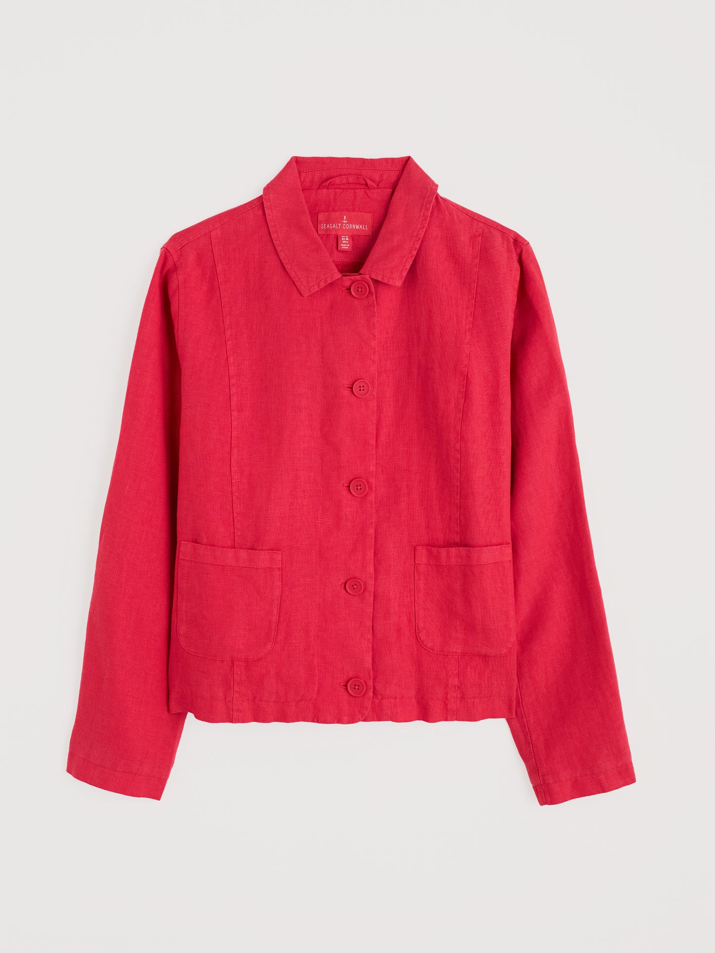 The Arame Linen Jacket by SEASALT in Raspberry red for women