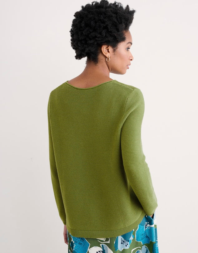 Back of the Makers cotton Jumper by SEASALT in Dark Citron