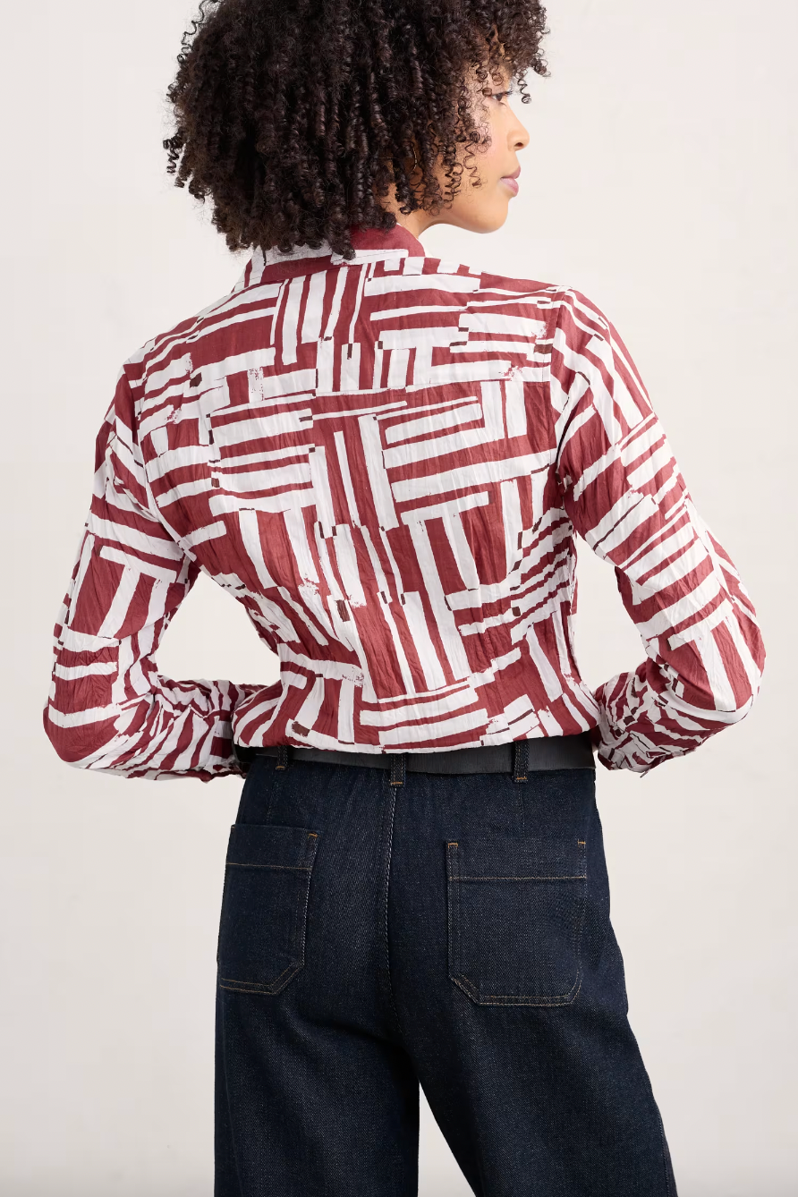 Back view of SEASALT's Larissa Shirt in Dune Fence Umber