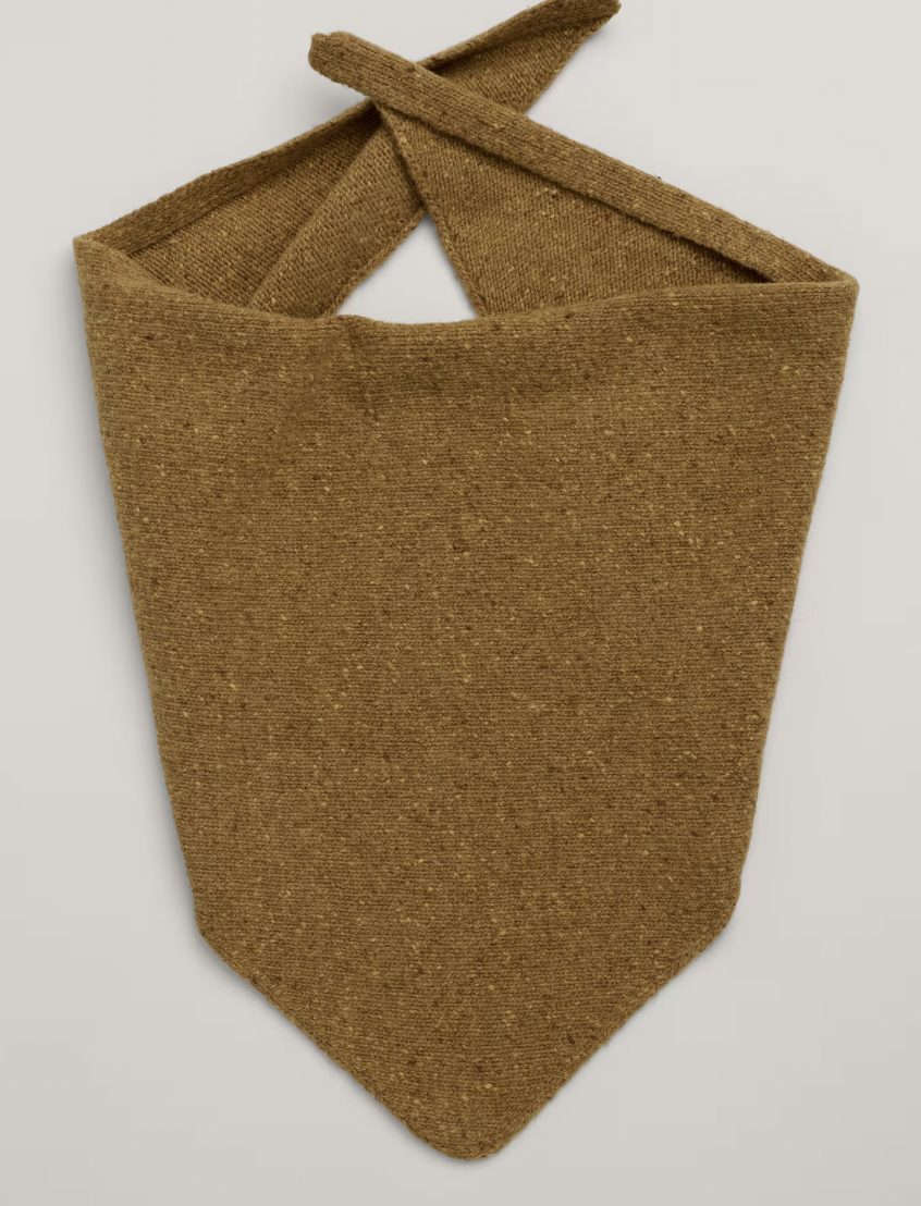 Flat lay of SEASALT's Wild Bilberry Triangle Scarf in Marshland