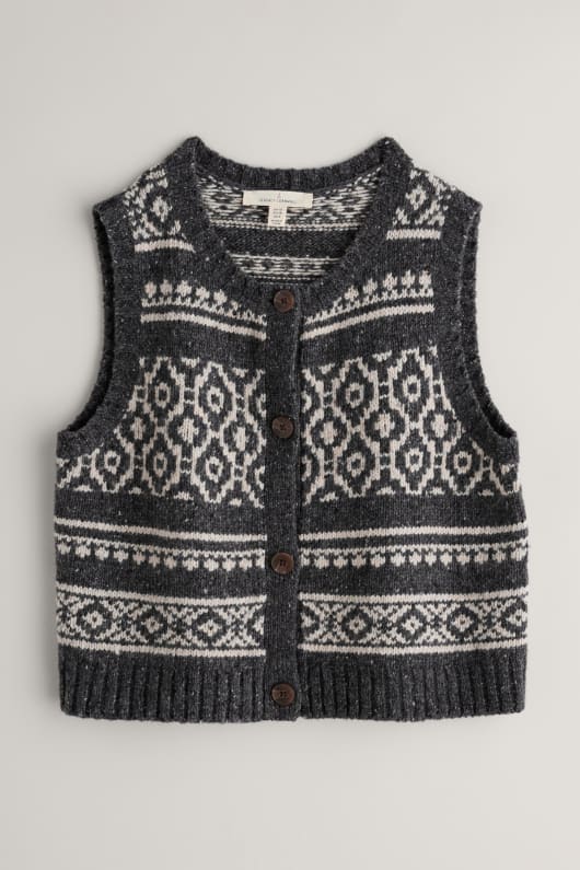 SEASALT's Castwork Vest in Shingle Bar Onyx Aran