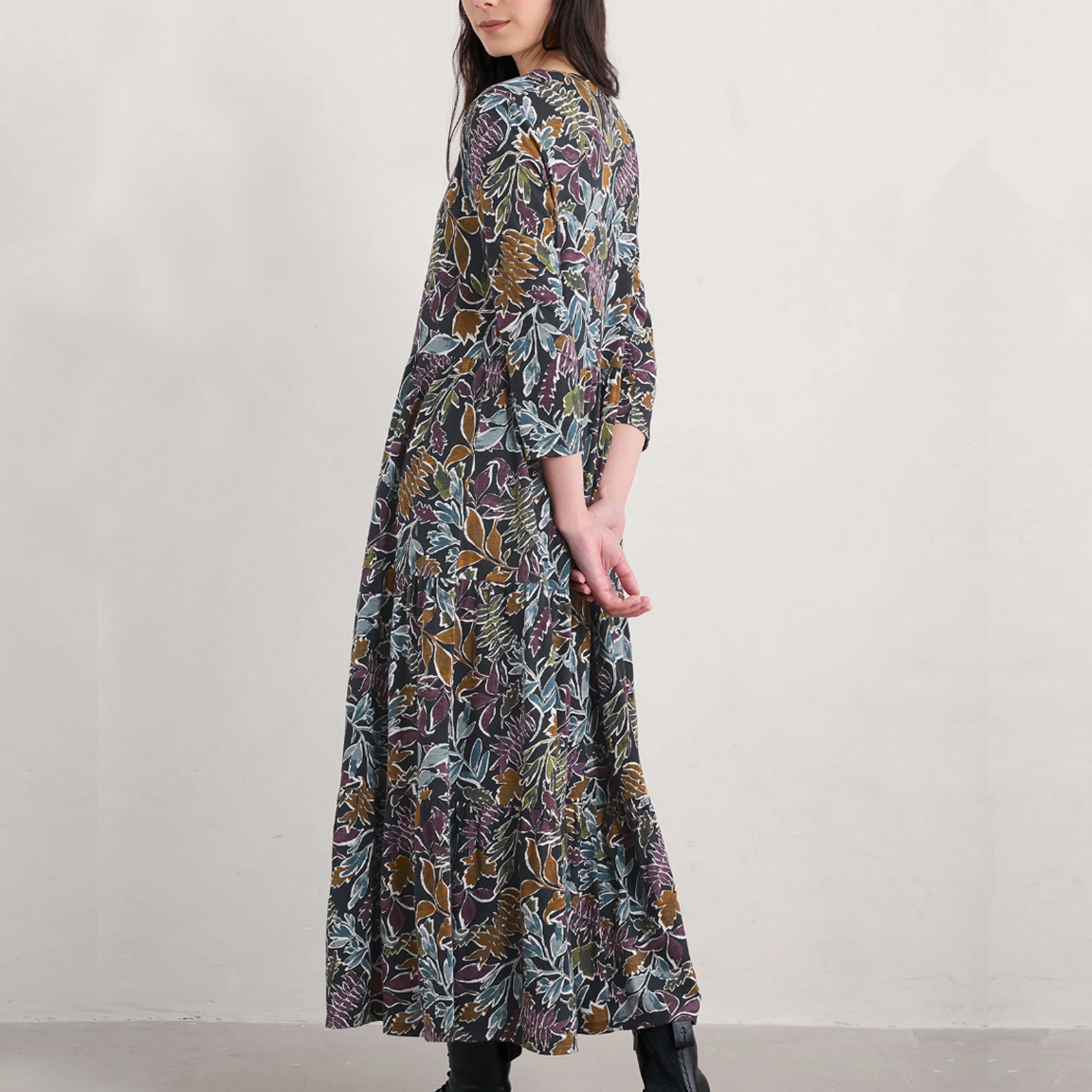 SEASALT's Line Strokes Dress in Inked Foliage Onyx