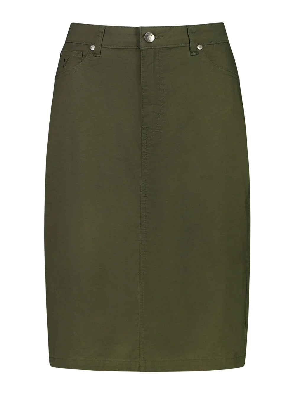 The cotton poplin skirt in khaki green by Vassalli