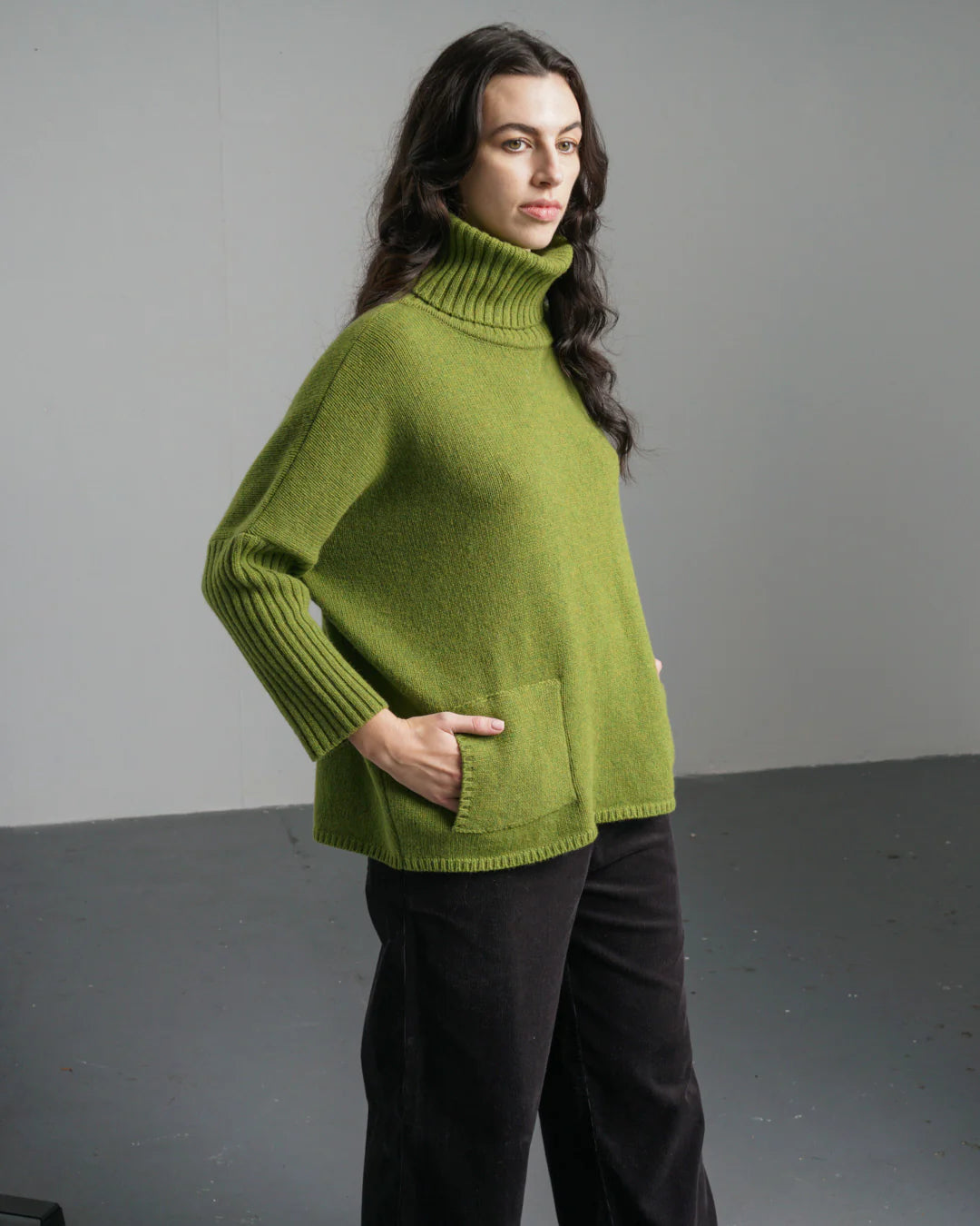 Woman wearing the Bibico Adela knitted woollen Jumper