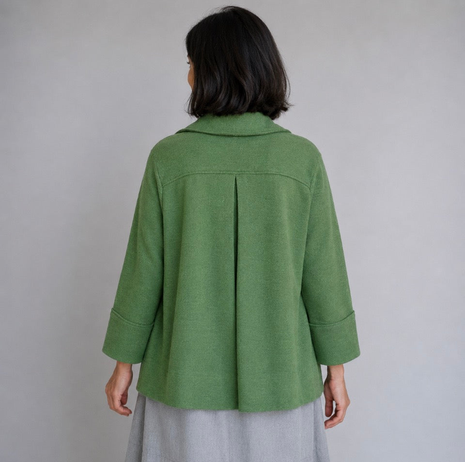 By Basics merino wool swagger jacket in grasshopper green.