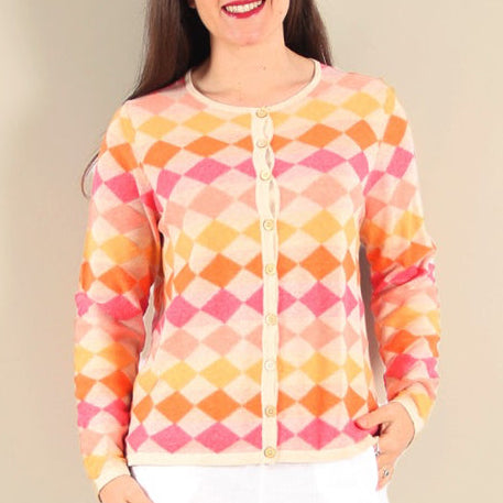 The Dodo Harlequin cotton Cardigan for women by Mansted
