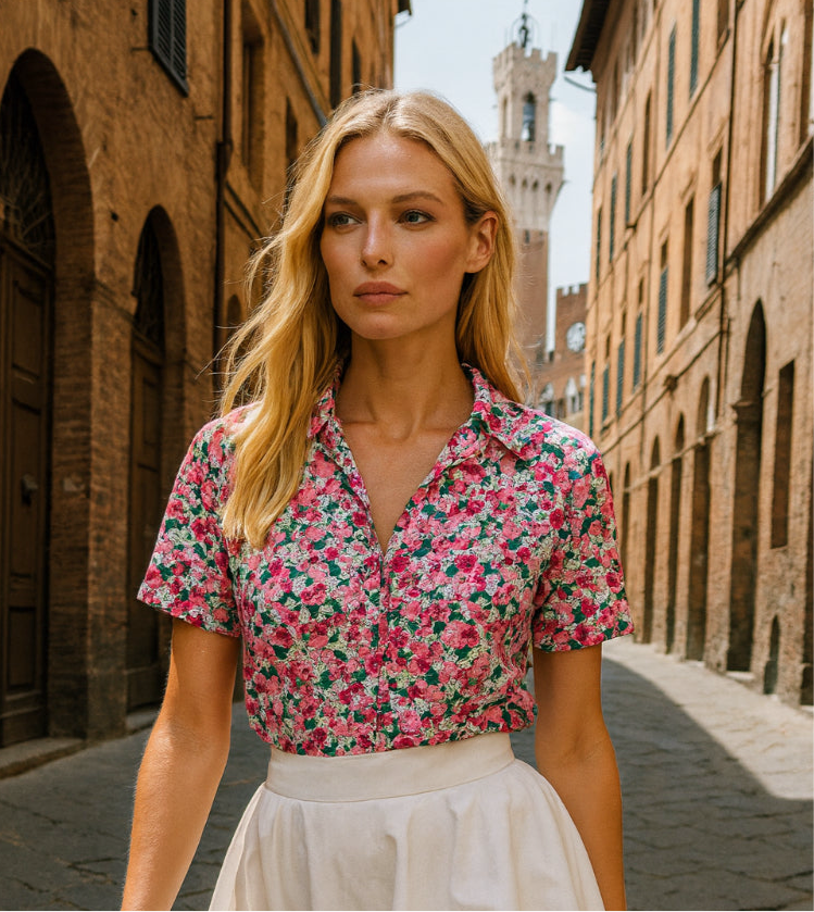 SEASALT - Misty Sky Short Sleeve Shirt - Blossom Sketch Chalk