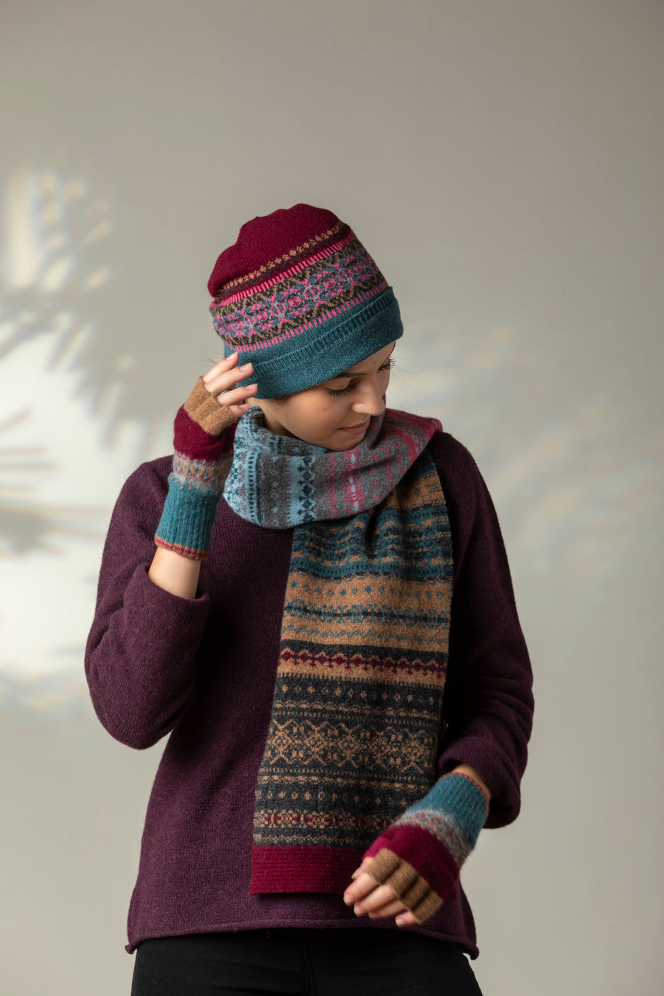 Eribe's Alloa Fair Isle Scarf in Velvet