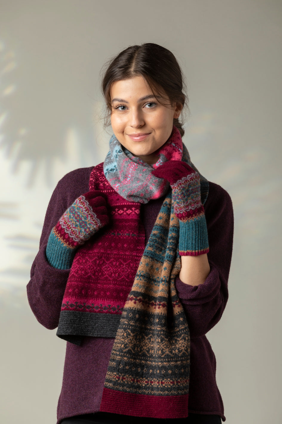 Eribe's Alloa Fair Isle Scarf in Velvet