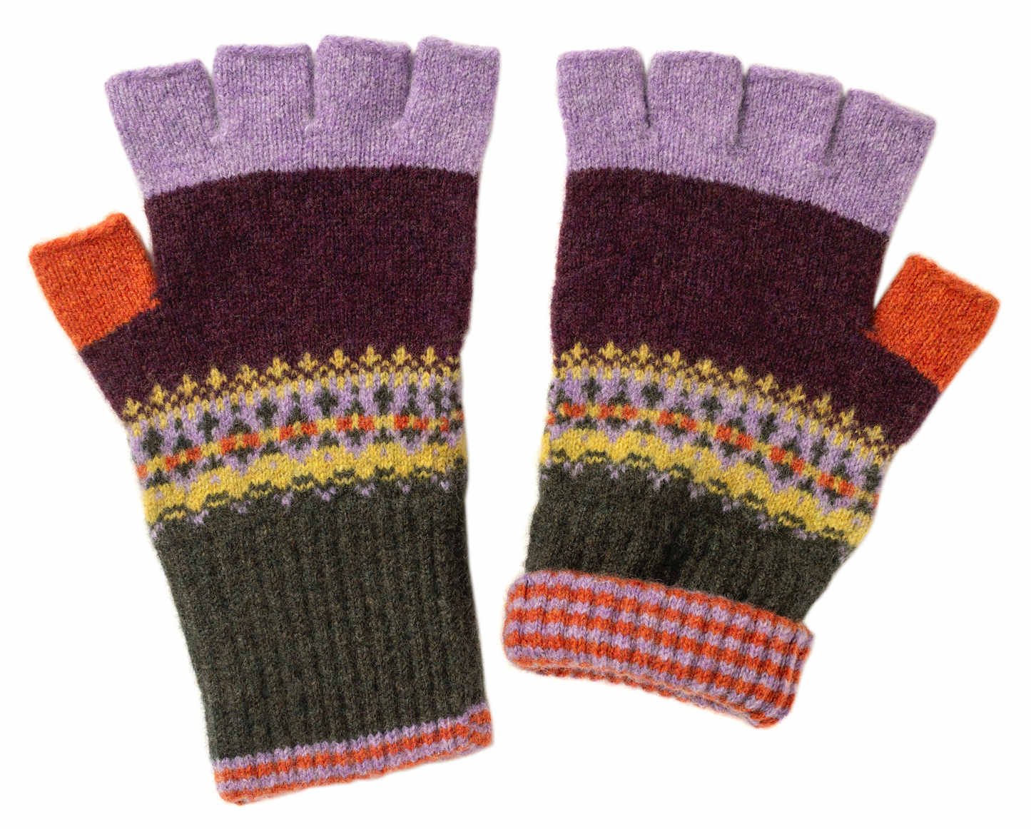 Eribé's Alloa Fingerless Gloves in Copperland Fair Isle