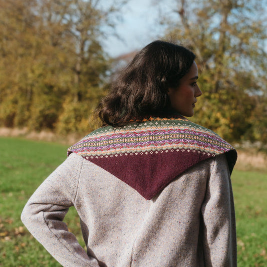 Eribe fairisle triangle scarf scottish knitwear