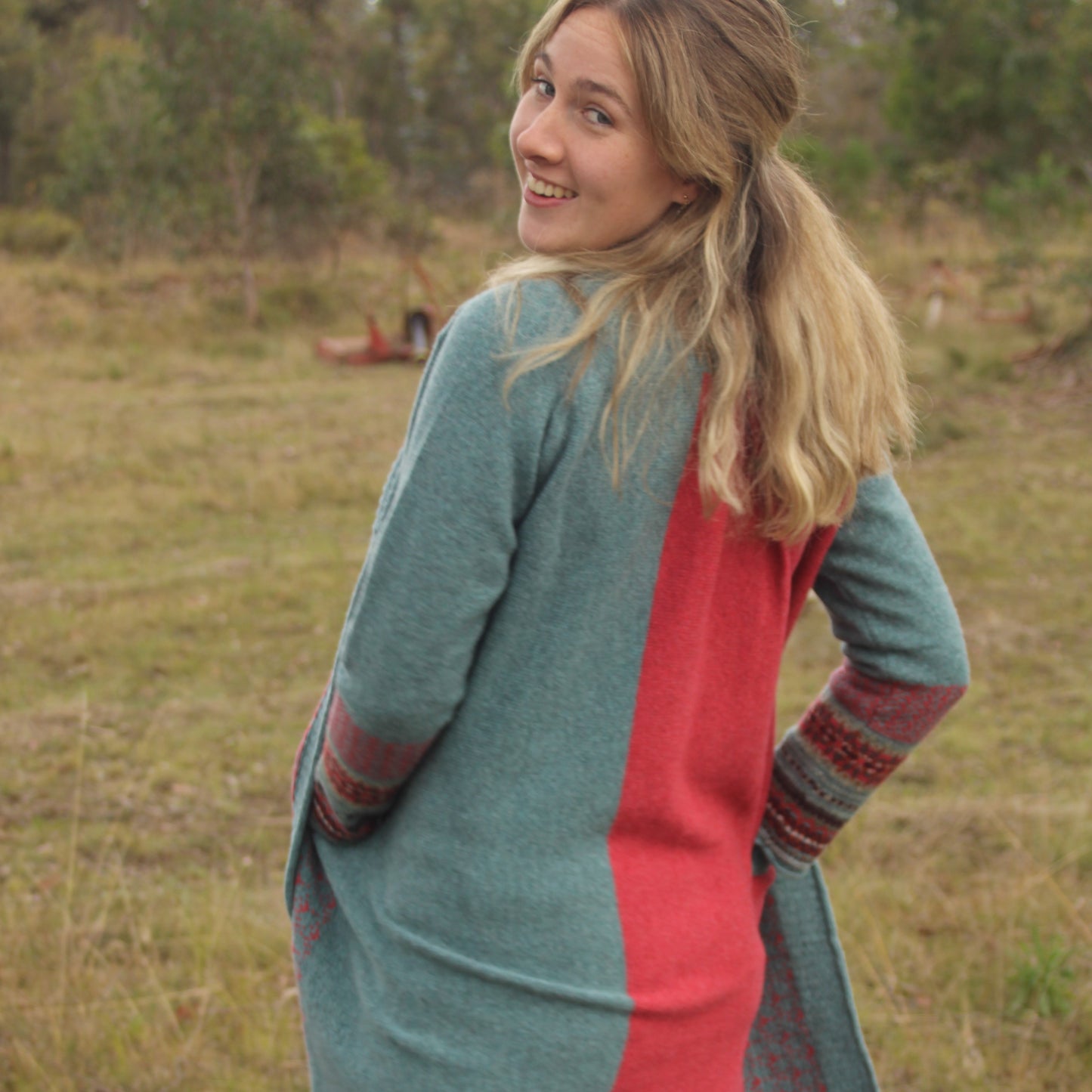 Back View Eribe Montrose Cardigan.