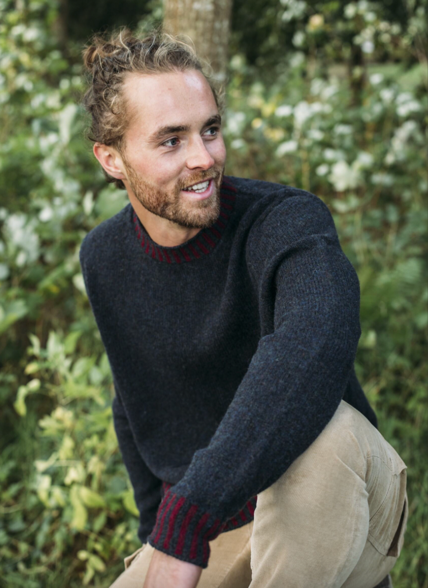Eribe's Black Grouse Bruar sweater, navy and red
