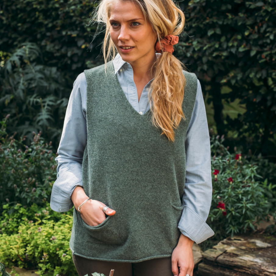 Merino Wool Vest with pockets. Eribe Scottish Knitwear.