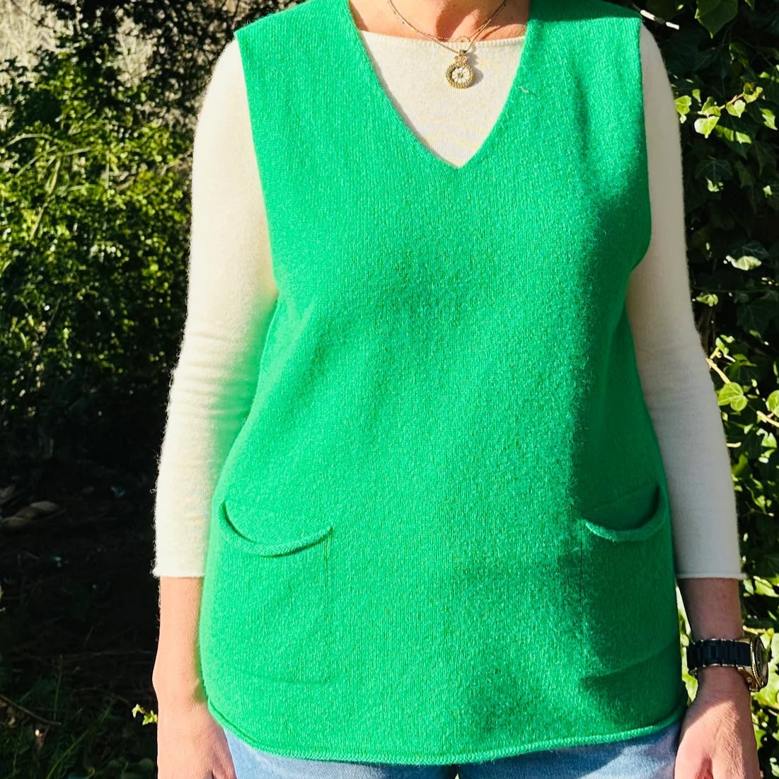Erbe Corry Tank Vest in green. Merino Wool.