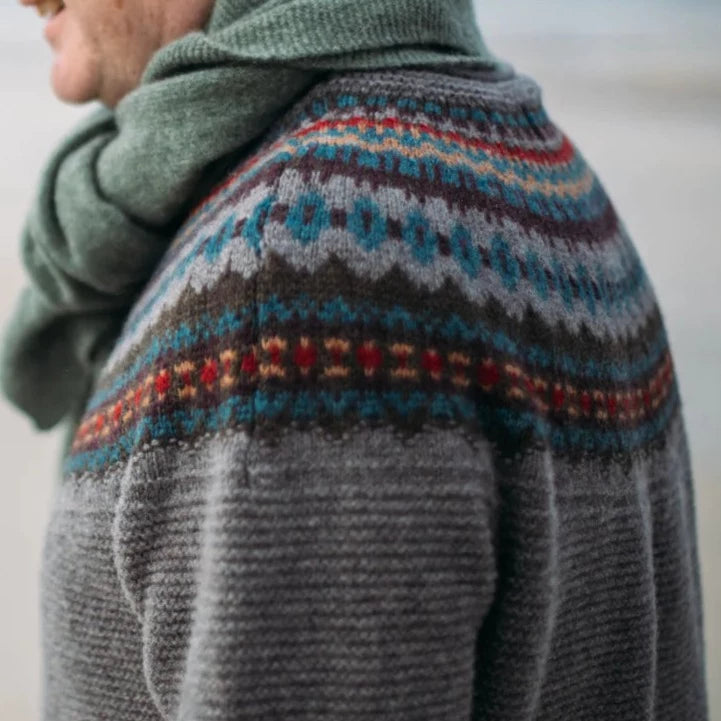 Eribe Stoneybrek Acorn - fairisle men's jumper. Quality Scottish Knitwear