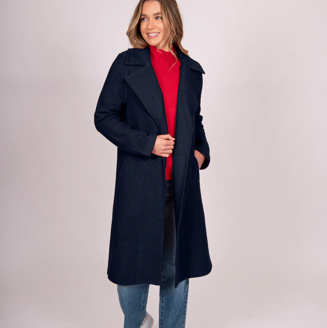 Boiled wool coat. womens quality knitwear.