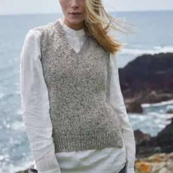 100% Merino Wool Women's vest. Fisherman Out of Ireland. Quality Knitwear.