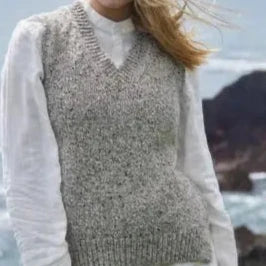 100% Merino Wool Women's vest. Fisherman Out of Ireland. Quality Knitwear.