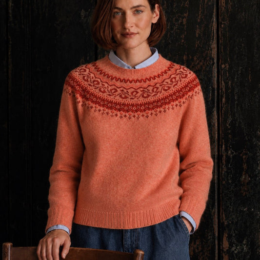 Harley of Scotland - Women's Fairisle Jumper - Wool - Parfait