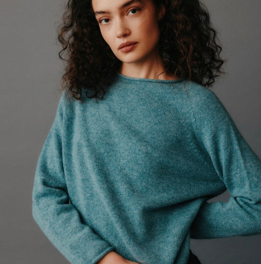 Harley of Scotland - Rolled Edge Geelong Tunic - Merino Wool - Oribe Green