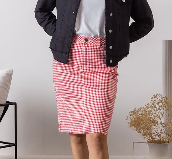 Vassalli - Printed Lightweight Skirt - Red Gingham