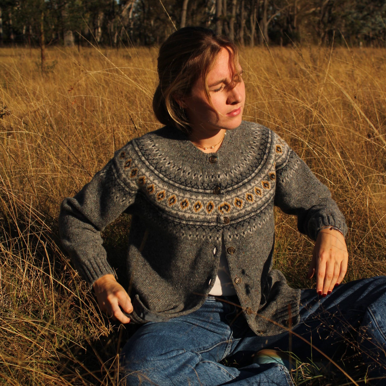 Harley of Scotland's Fair Isle Cardigan in Harris for women