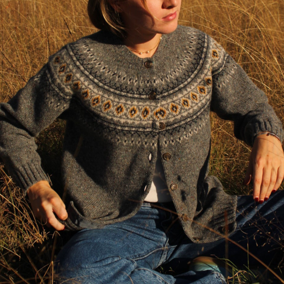 Harley of Scotland's Fair Isle Cardigan in Harris for women