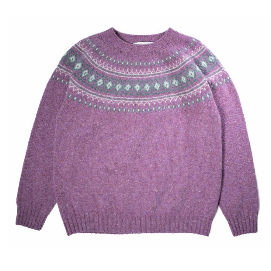 Harley of Scotland Fairsle Knitwear Nep Jumper in Shuna