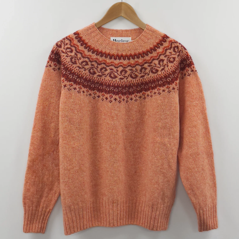Harley of Scotland Fairisle Yoke Women's jumper in Parfait