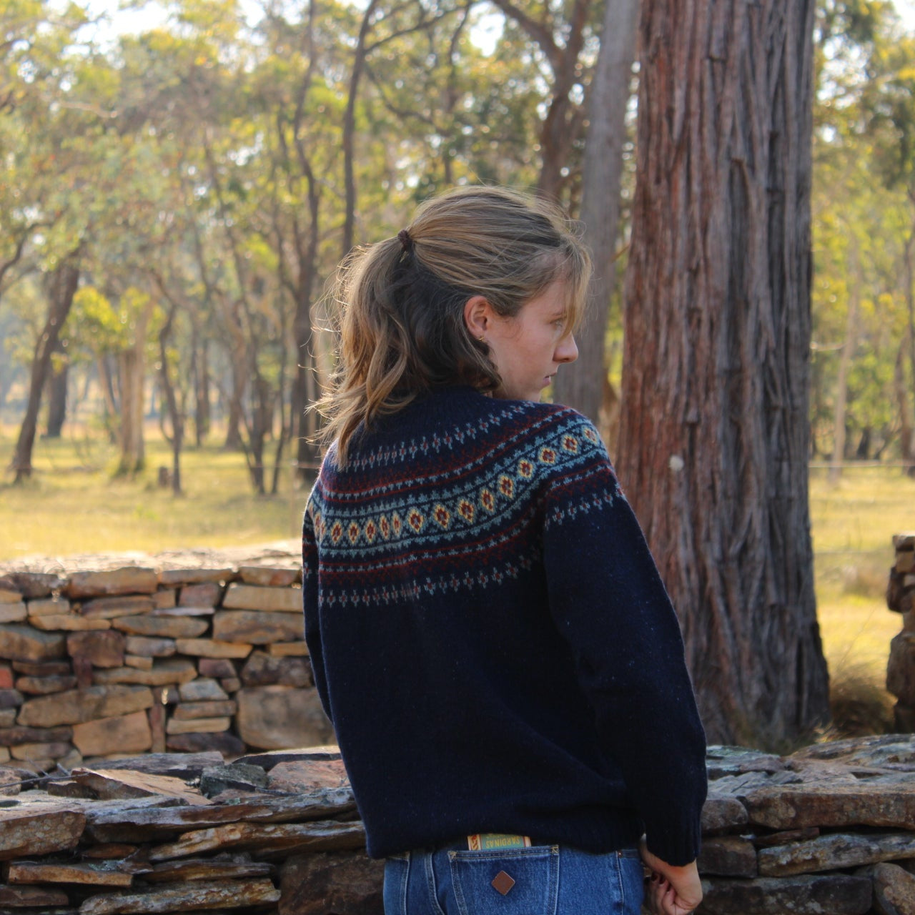Harley of Scotland's Fair Isle Cardigan in Navy