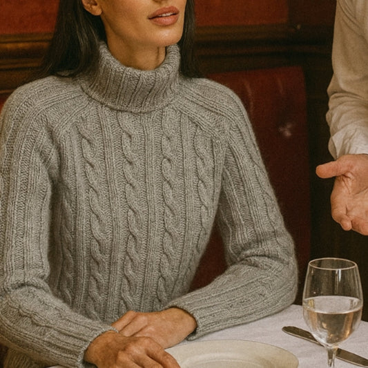 Harley of Scotland all wool jumper for women. Cabled 100% wool.