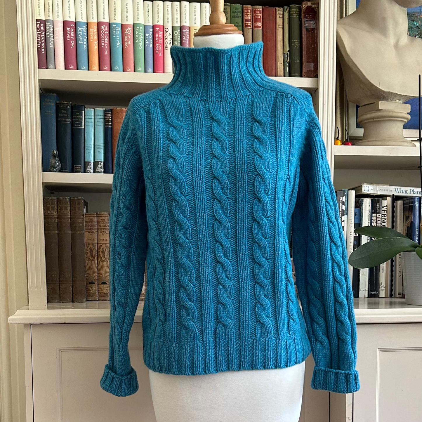 Harley of Scotalnd cable sweater for women 100% merino wool.